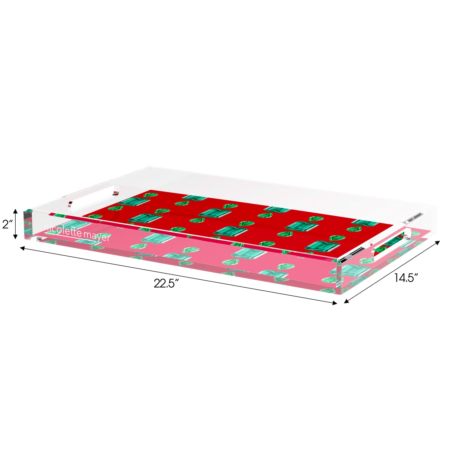 Gem Emeralds Red 22.5X14.5 Acrylic Tray - nicolettemayer.com
