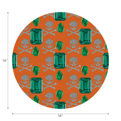 Gem Emeralds Tischset mit Totenkopfmotiv, Orange, rund, 40,6 cm, Kieselstein, 4 Stück
