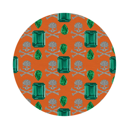 Gem Emeralds Skull Orange 16&quot; Round Pebble Placemat Set of 4 - nicolettemayer.com
