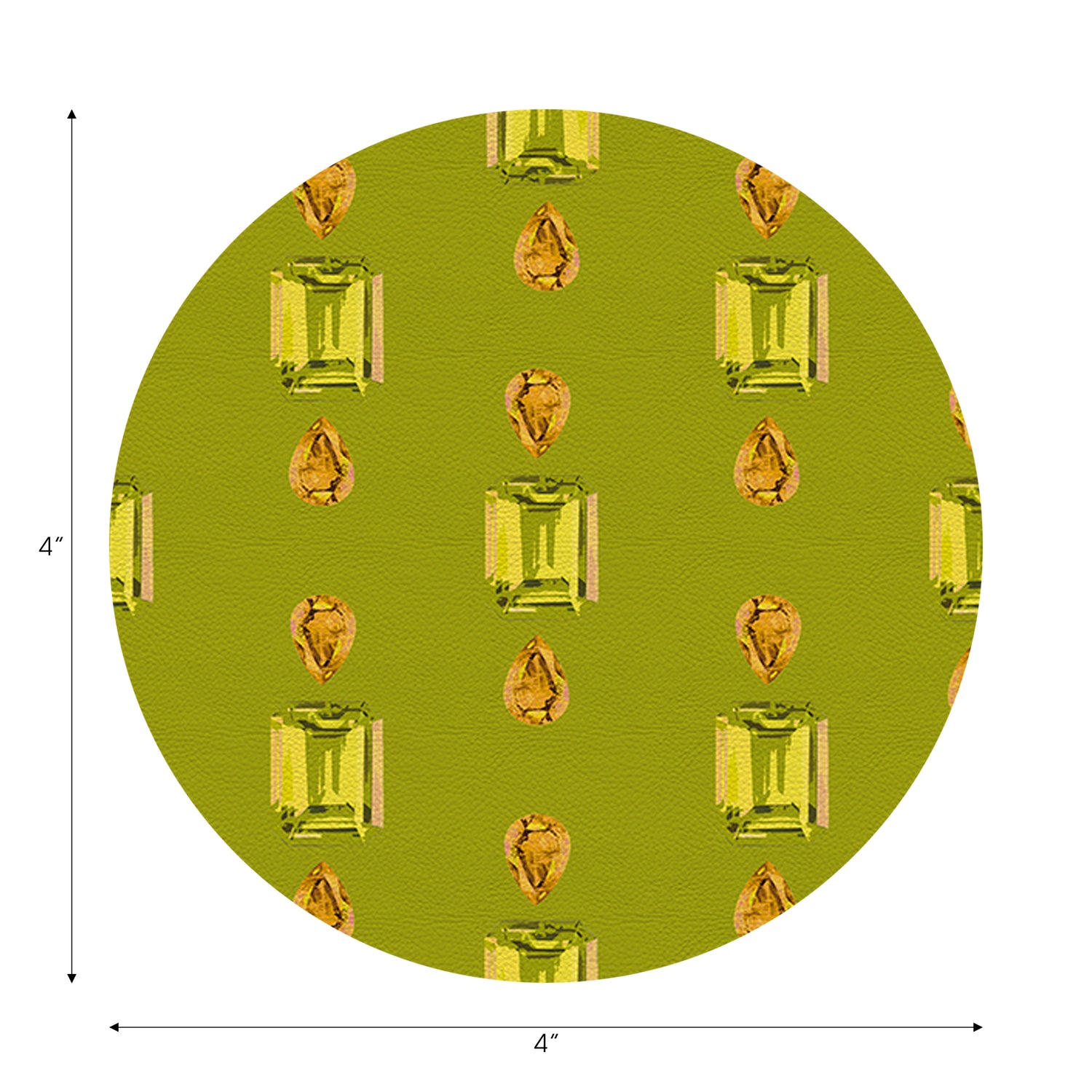 Gem Peridot Acid Vegan Leather Round Coasters