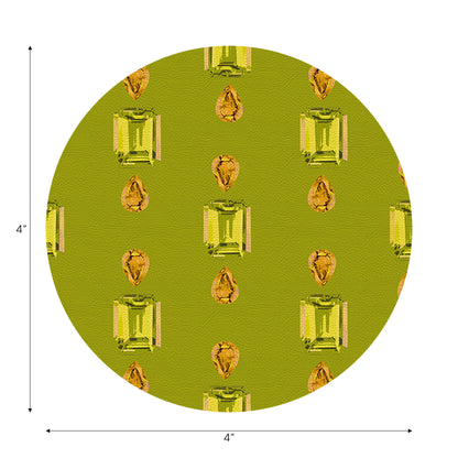 Gem Peridot Acid Vegan Leather Round Coasters