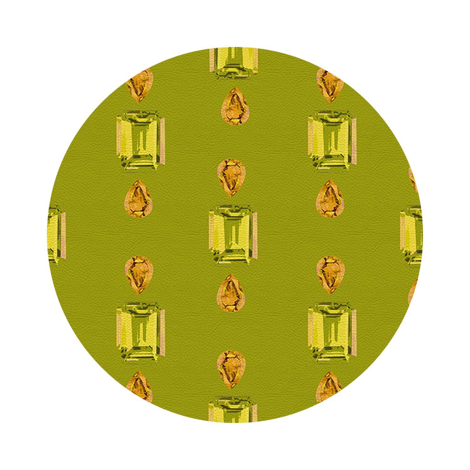 Gem Peridot Acid Vegan Leather Round Coasters