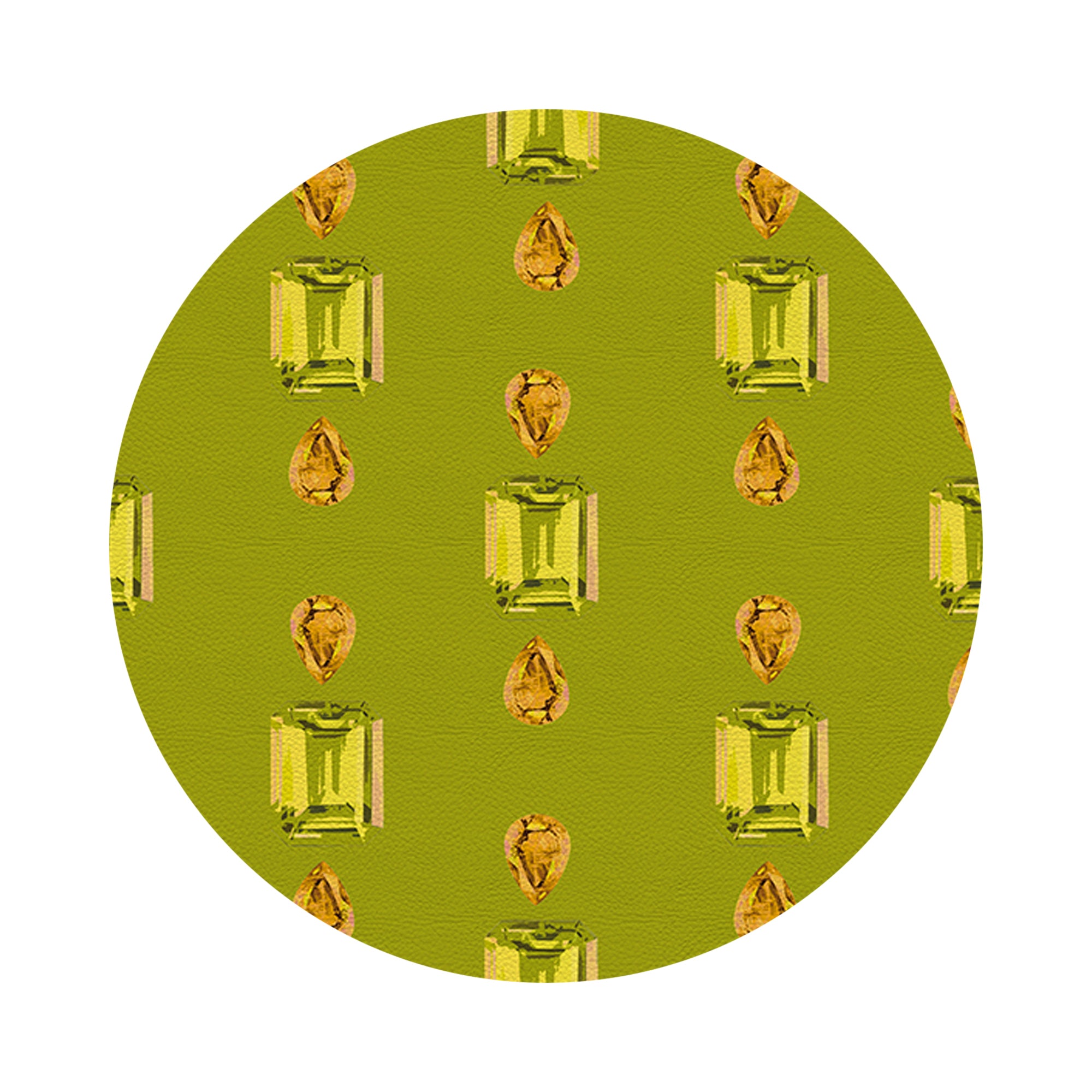 Gem Peridot Acid Vegan Leather Round Coasters