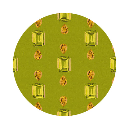 Gem Peridot Acid Vegan Leather Round Coasters
