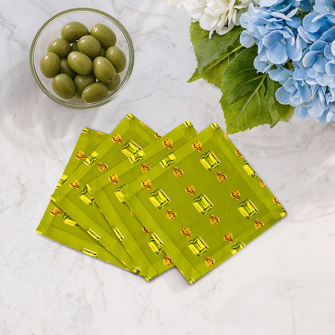 Gem Peridot Cotton Sateen Cocktail Napkins