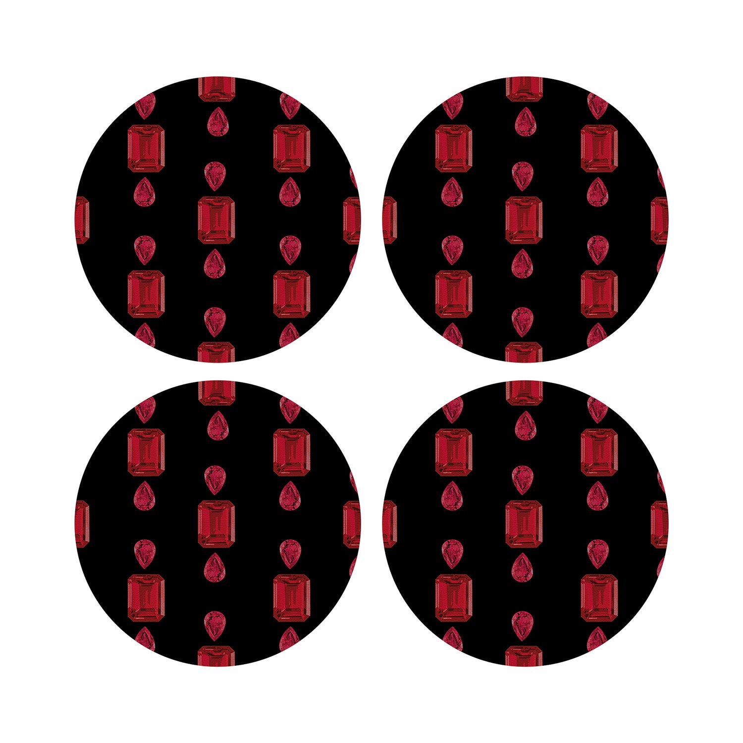 Gem Rubys Black 16&quot; Round Pebble Placemats, Set of 4 - nicolettemayer.com
