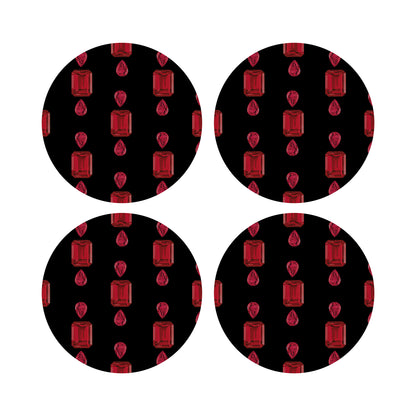 Gem Rubys Black 16&quot; Round Pebble Placemats, Set of 4 - nicolettemayer.com
