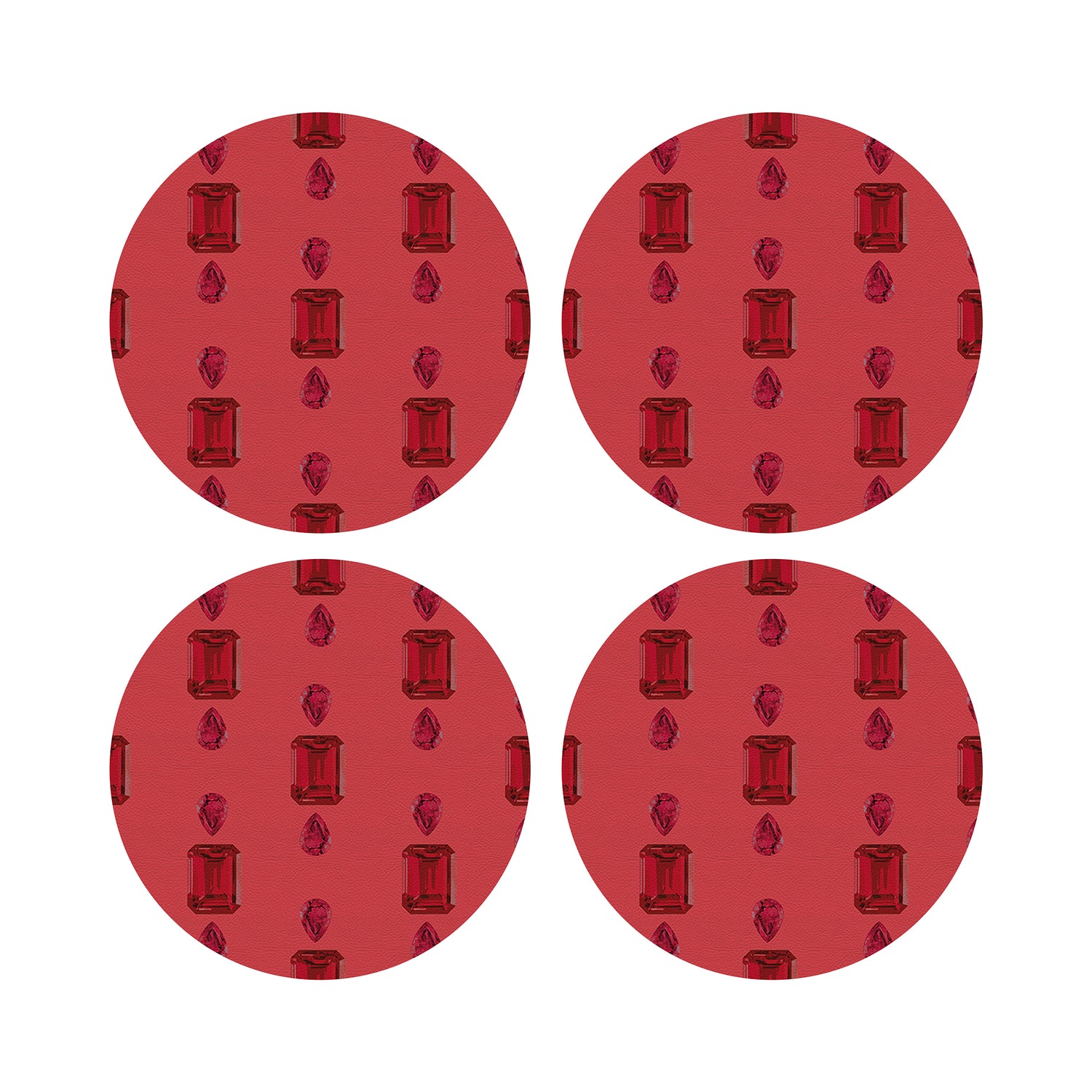 Gem Rubys Crimson 16&quot; Round Pebble Placemats, Set of 4 - nicolettemayer.com
