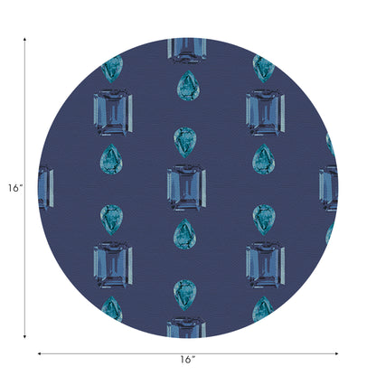 Gem Sapphires Blue 16&quot; Runde Kieselstein-Tischsets, 4er-Set
