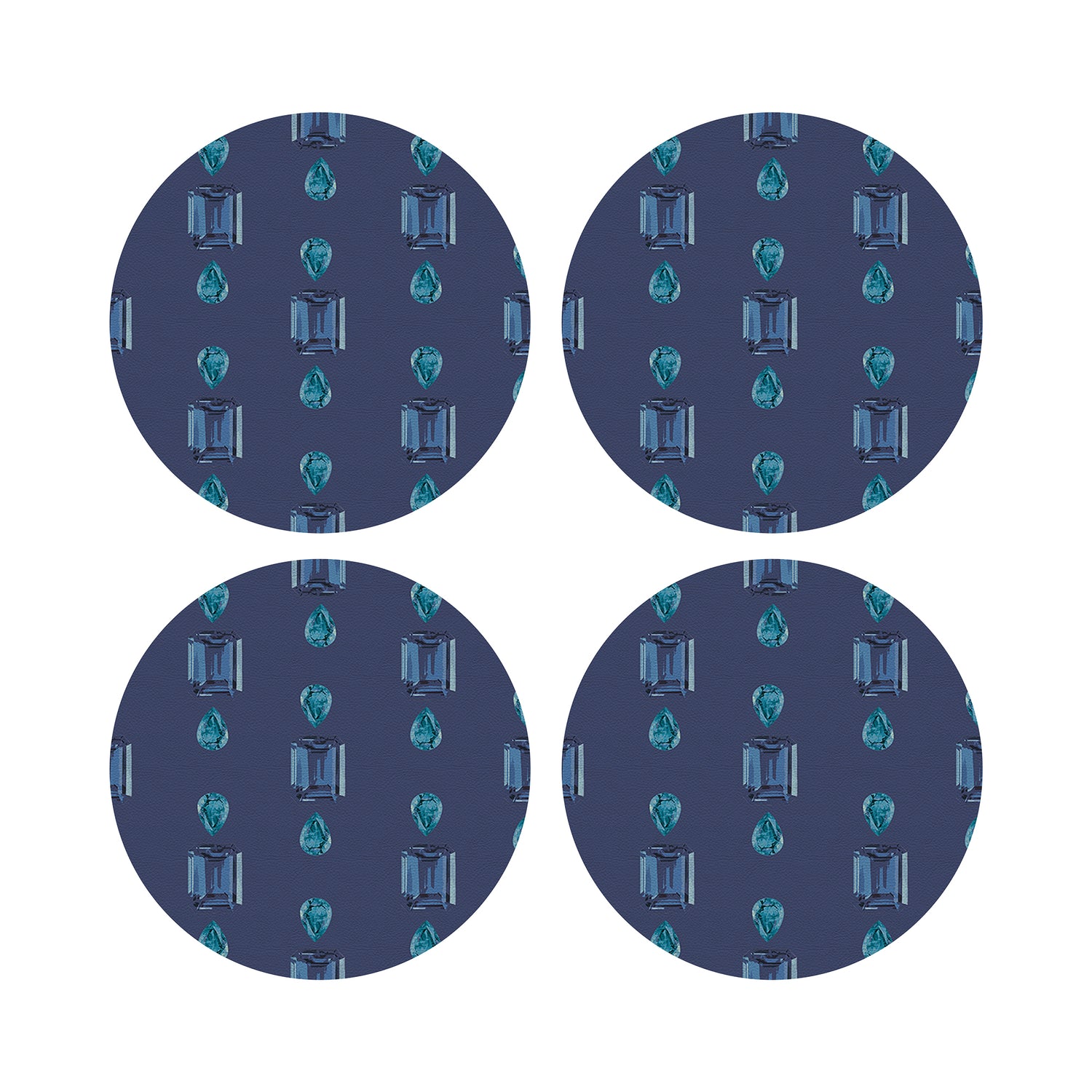 Gem Sapphires Blue 16&quot; Round Pebble Placemats, Set of 4 - nicolettemayer.com
