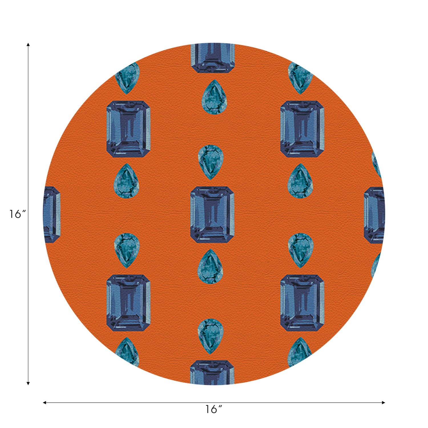 Gem Sapphires Orange 16&quot; Runde Kieselstein-Tischsets, 4er-Set
