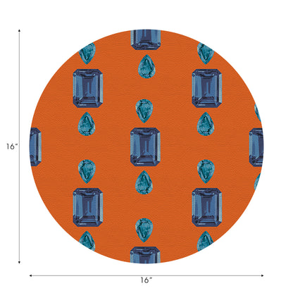 Gem Sapphires Orange 16&quot; Runde Kieselstein-Tischsets, 4er-Set