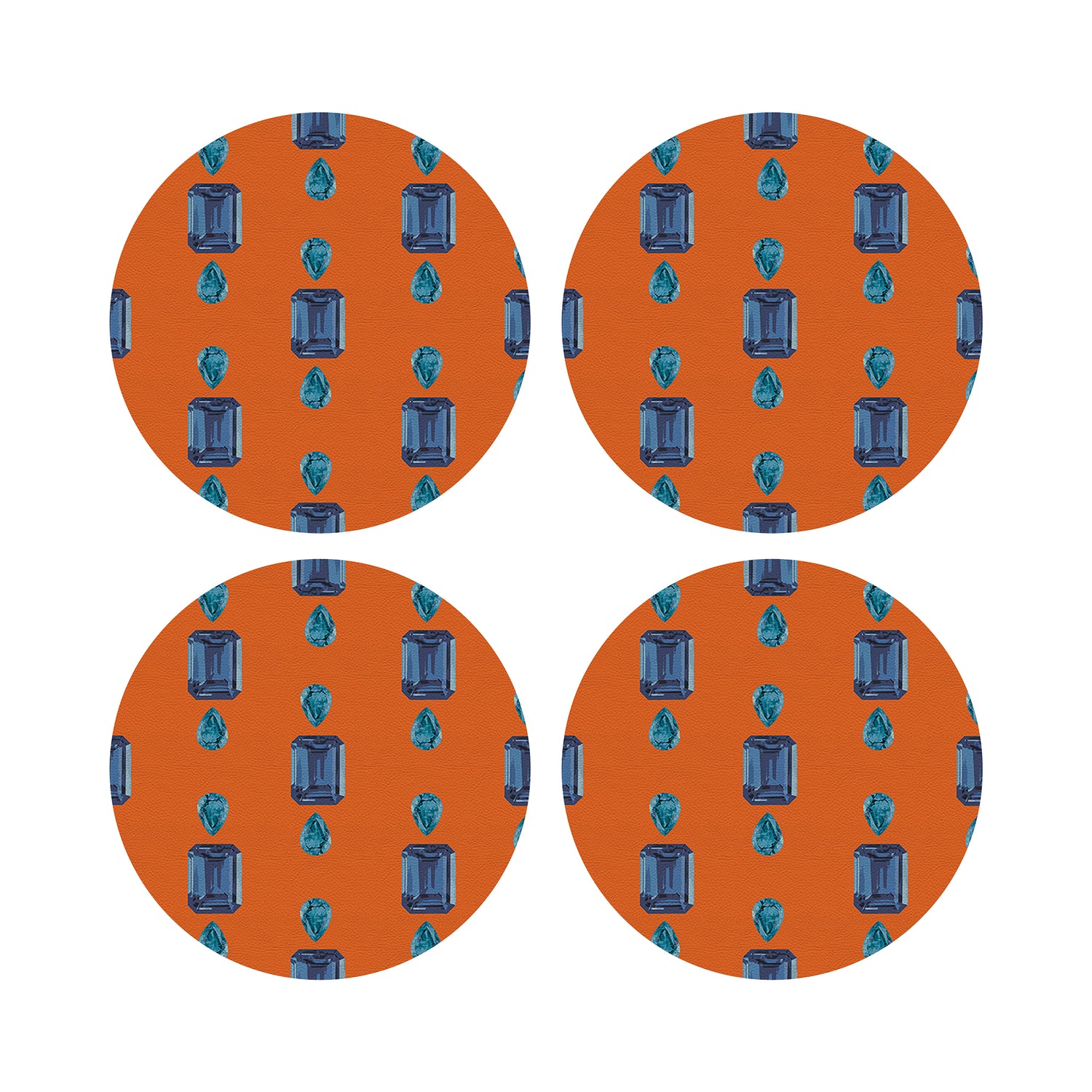 Gem Sapphires Orange 16&quot; Round Pebble Placemats, Set of 4 - nicolettemayer.com
