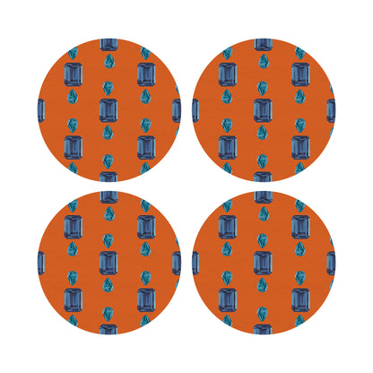 Gem Sapphires Orange 16&quot; Round Pebble Placemats, Set of 4 - nicolettemayer.com

