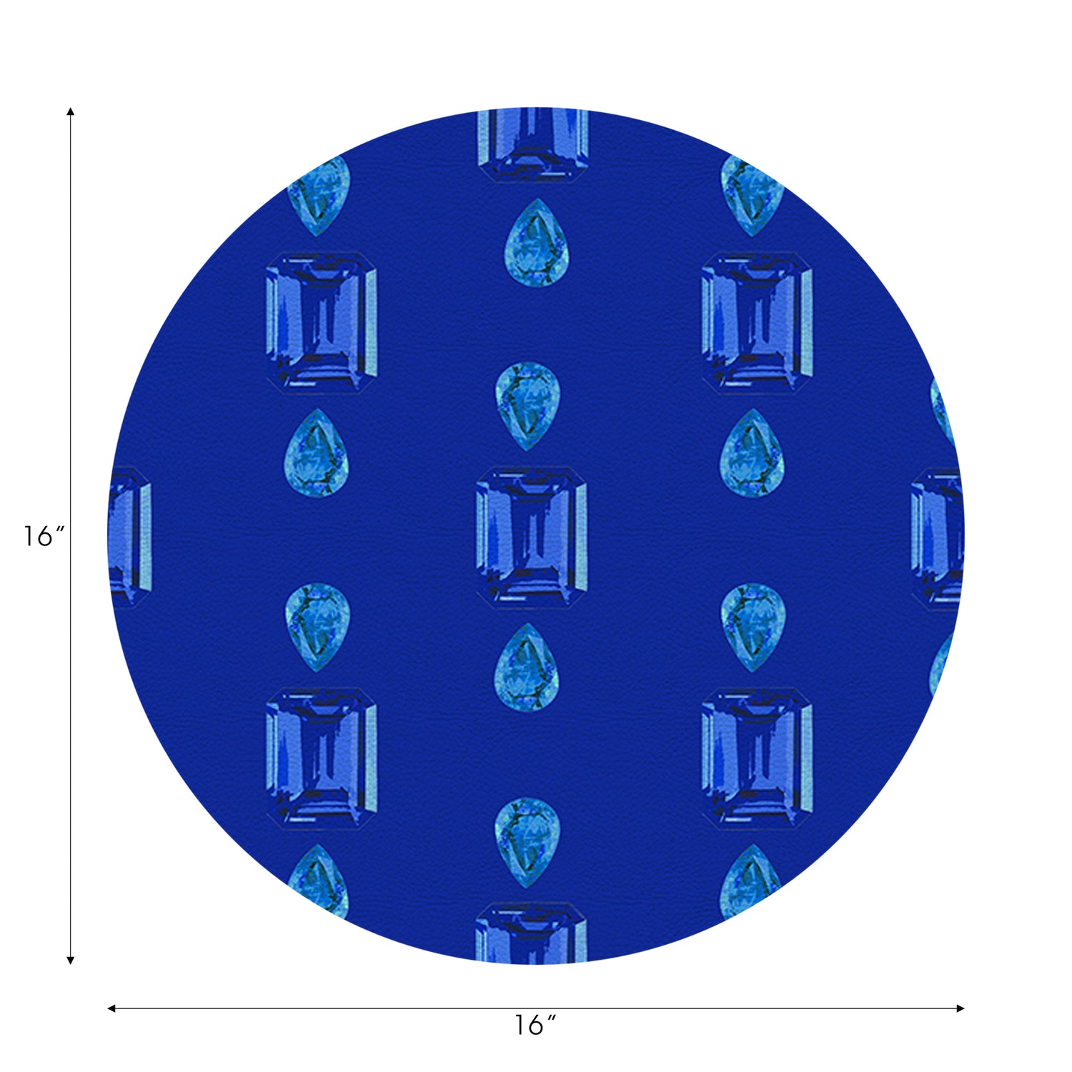 Gem Sapphires Topaz Royal Vegan Leather Round Pebble Placemat