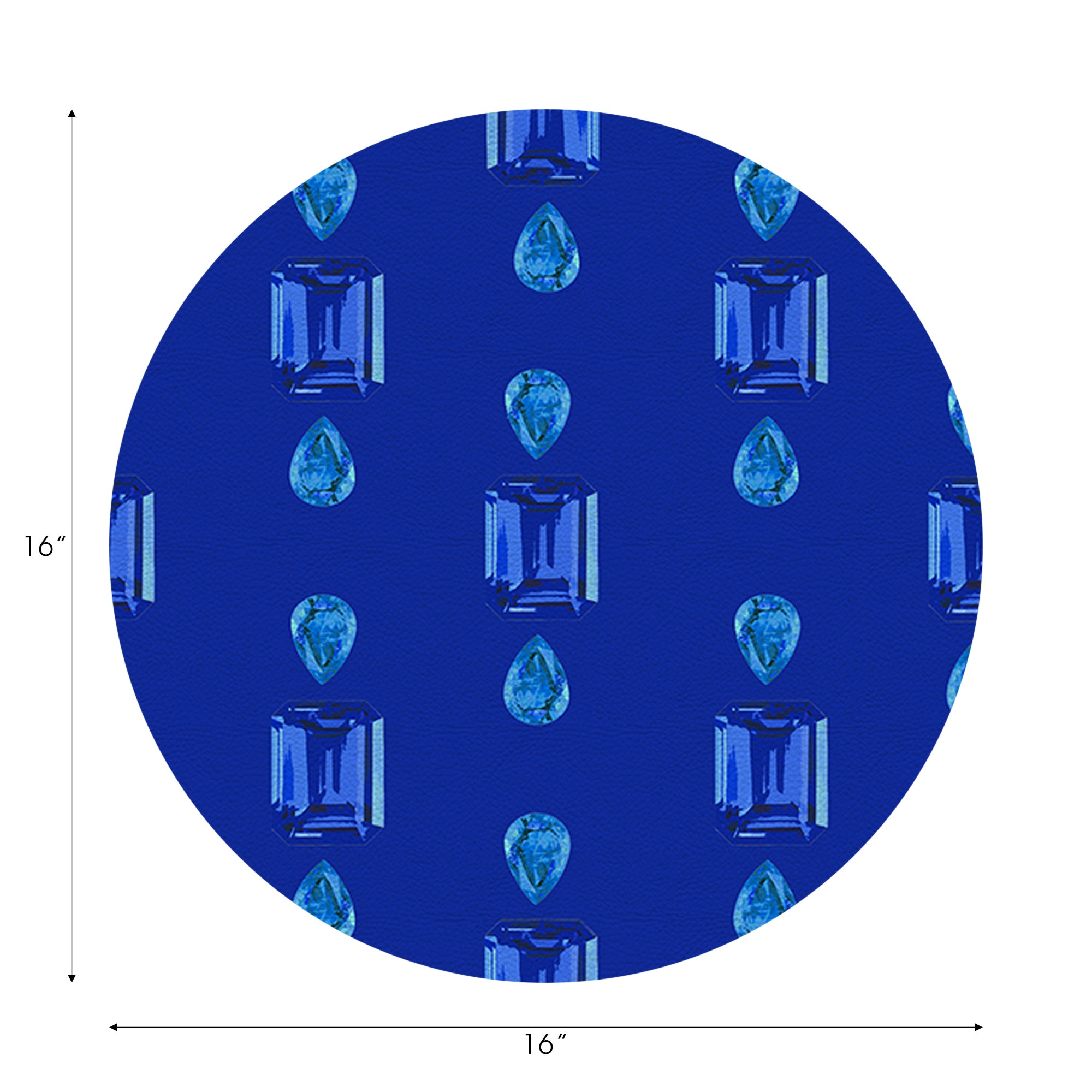 Gem Sapphires Topaz Royal Vegan Leather Round Pebble Placemat