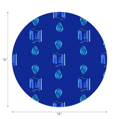 Gem Sapphires Topaz Royal Vegan Leather Round Pebble Placemat