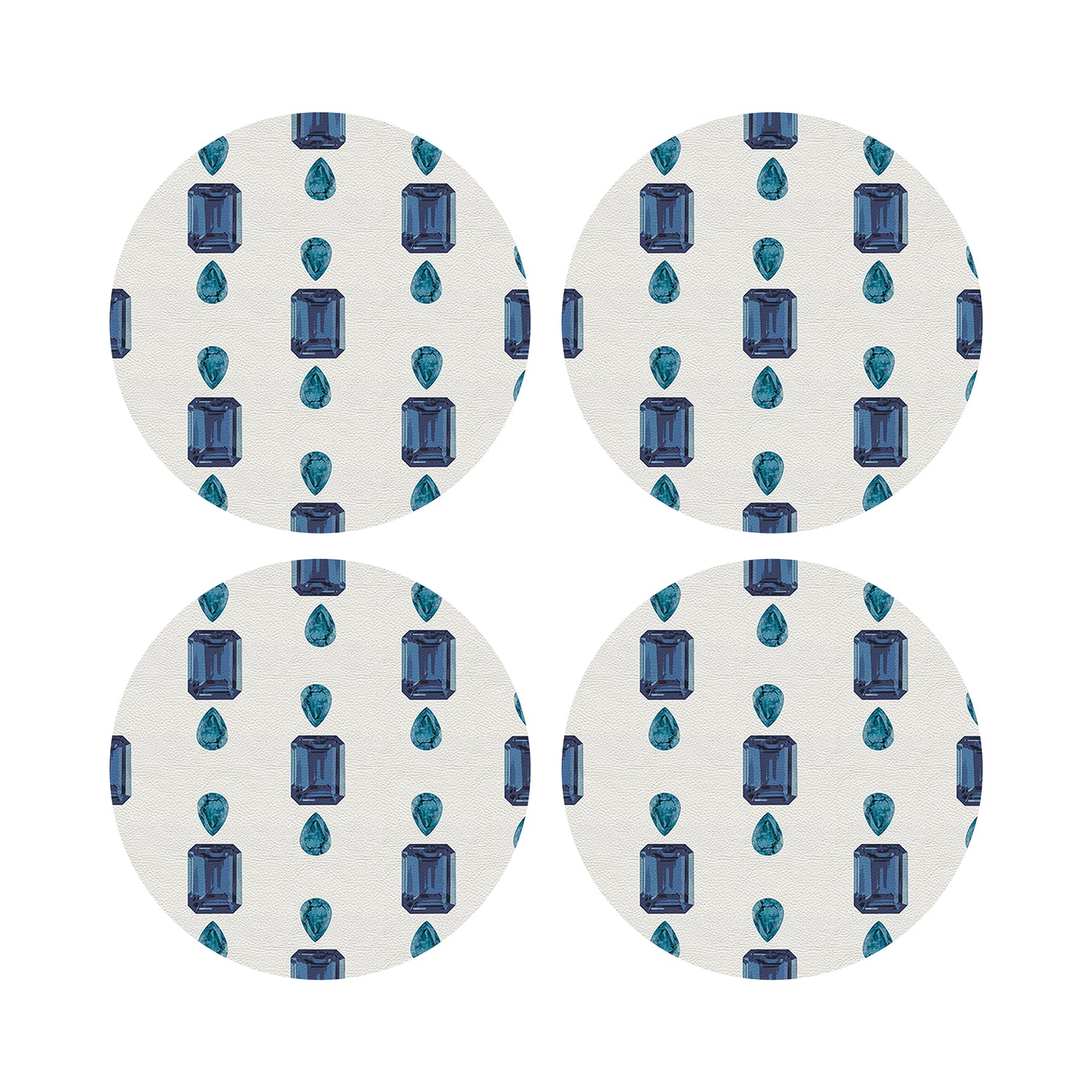 Gem Sapphires White 16&quot; Round Pebble Placemats, Set of 4 - nicolettemayer.com

