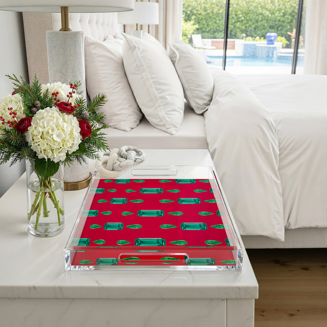 Gem Emeralds Red 22.5X14.5 Acrylic Tray - nicolettemayer.com
