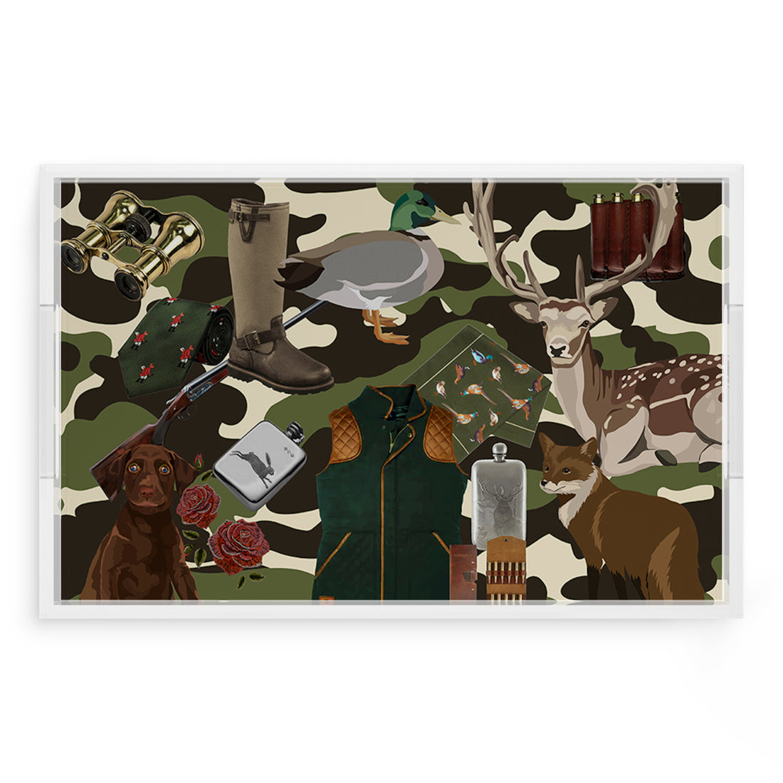 Gentleman Hunter Olive Camo 22.5X14.5 Acrylic Tray - nicolettemayer.com
