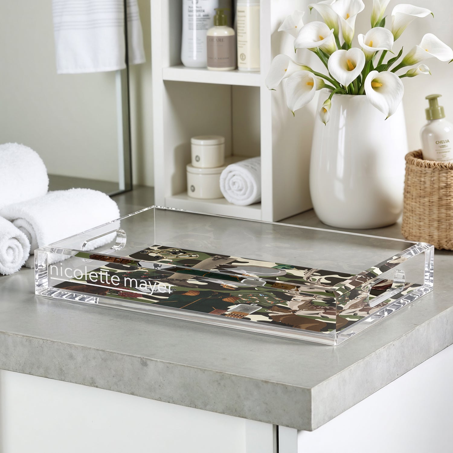 Gentleman Hunter Olive Camo 12.5X7.75 Acrylic Tray - nicolettemayer.com
