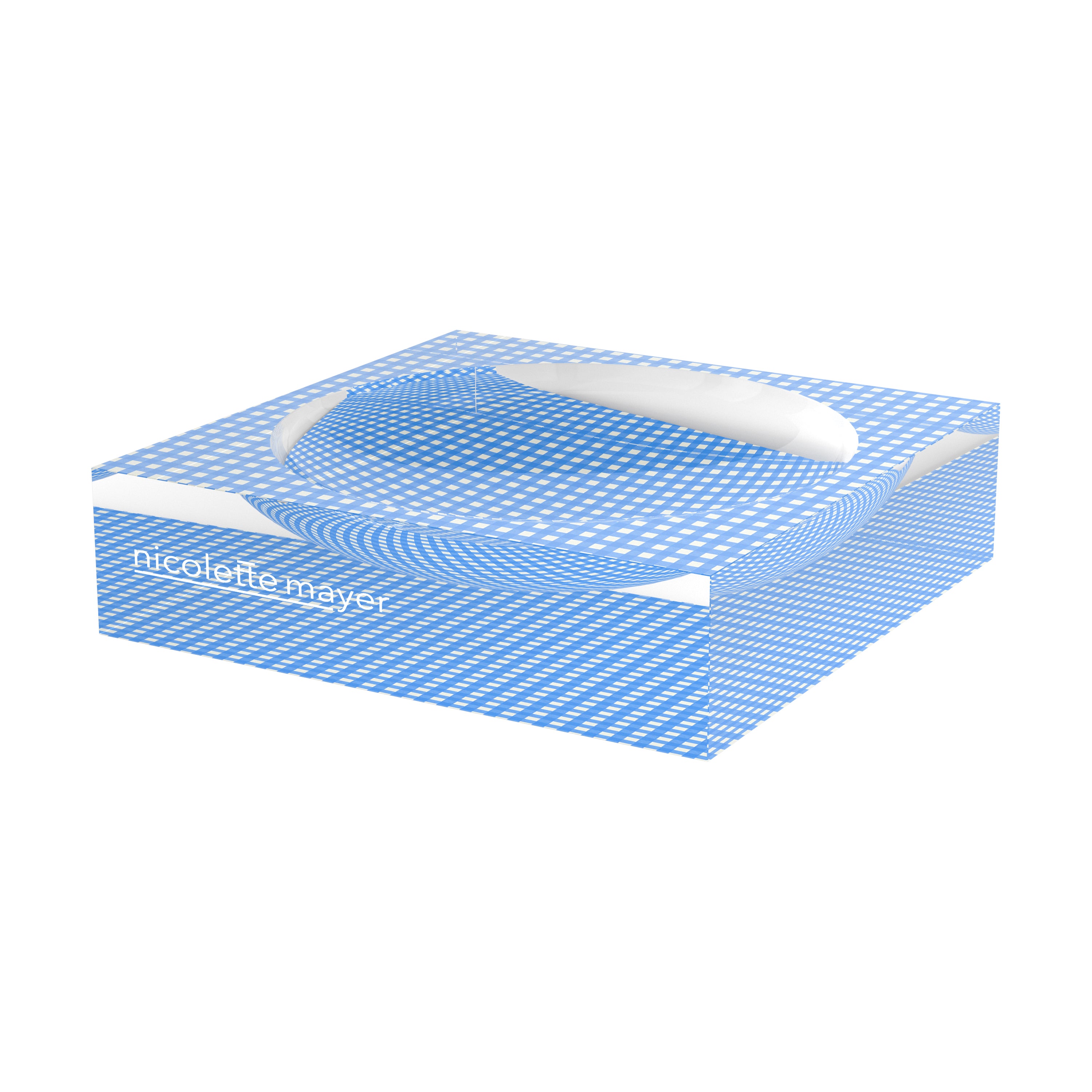 Gingham Blue Acrylic Candy Catchall Dish