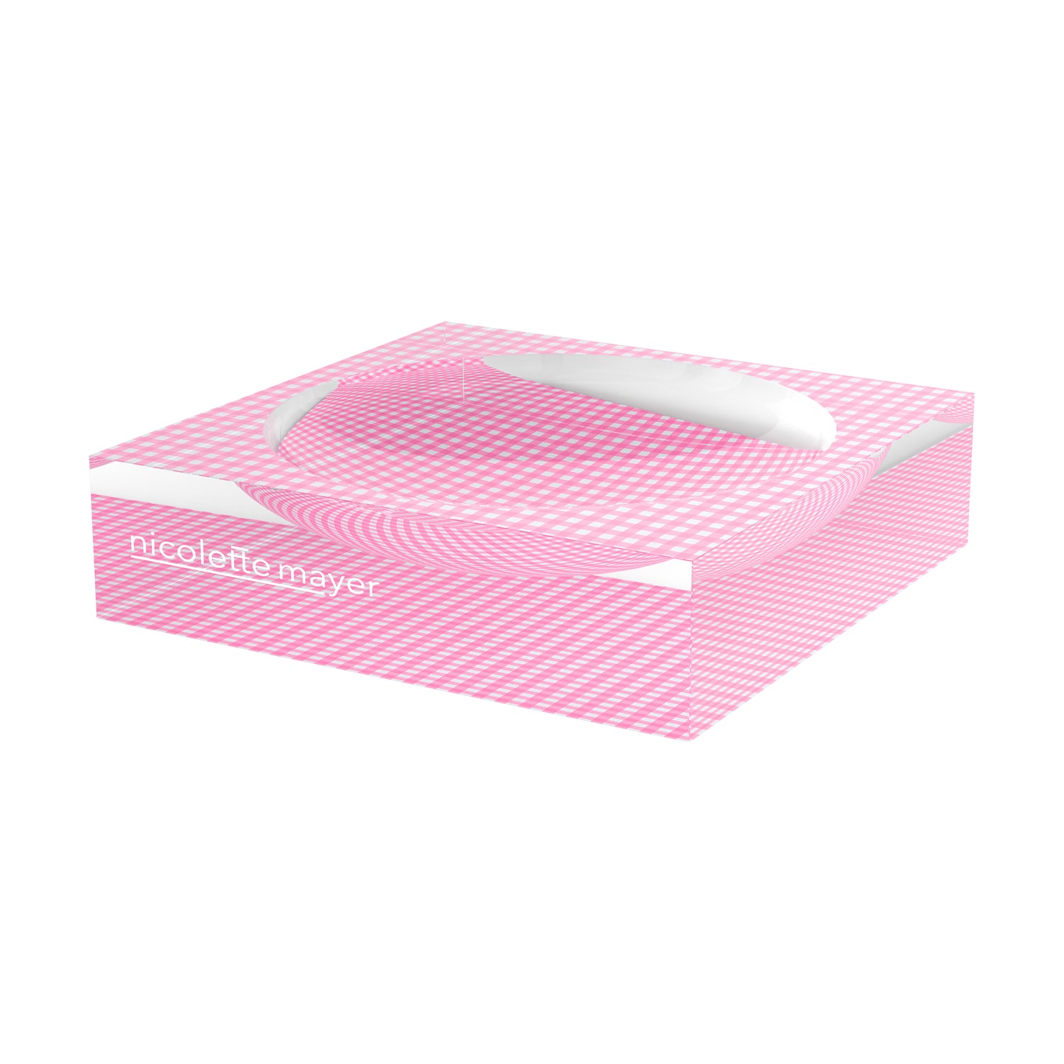 Gingham Pink Acrylic Candy Catchall Dish