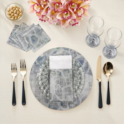 Giraffe Opulence Vegan Leather Round Pebble Placemat