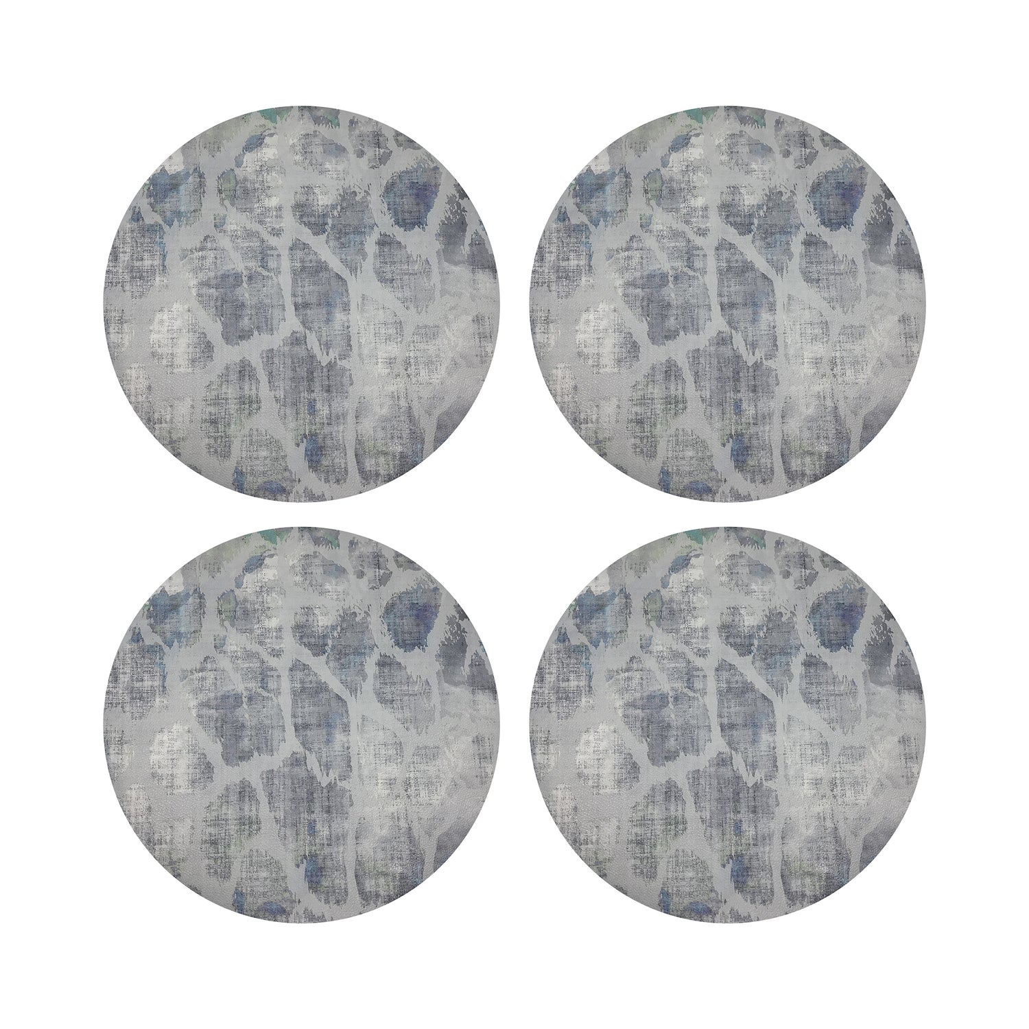 Giraffe Opulence Vegan Leather Round Pebble Placemat