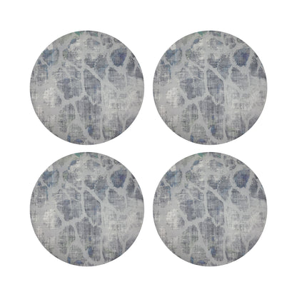 Giraffe Opulence Vegan Leather Round Pebble Placemat