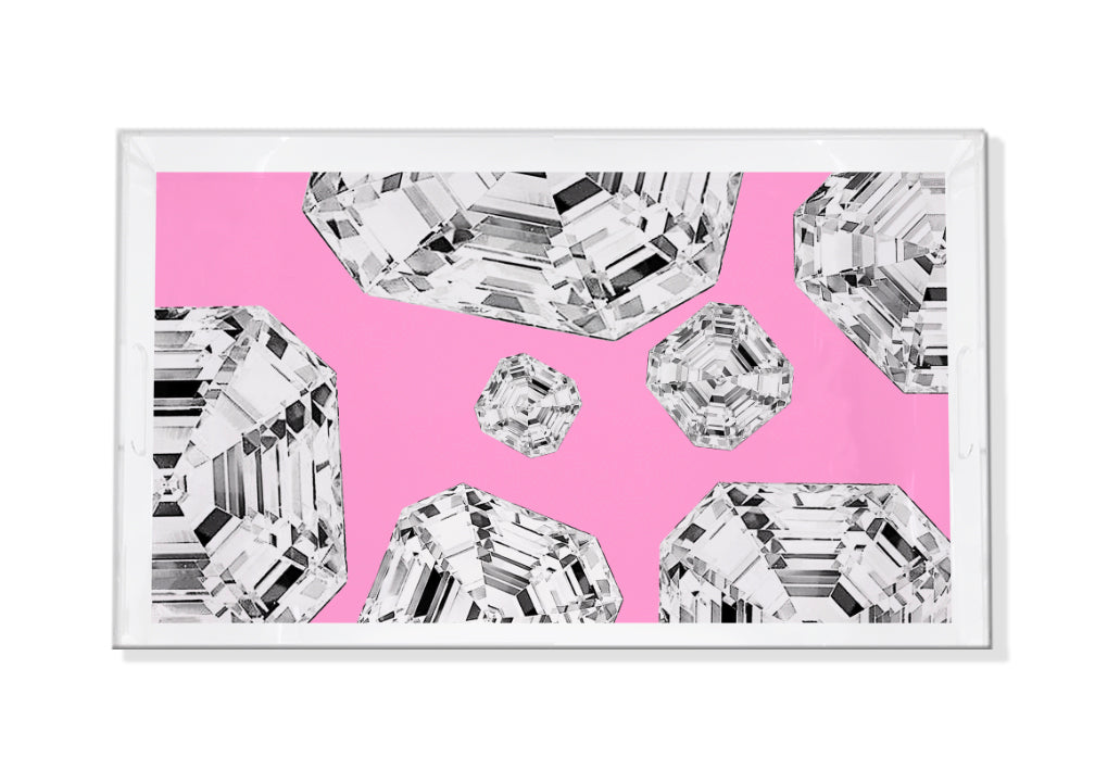 Got Rocks Pink Gemstone Acrylic Vanity Tray 12.25X7.7