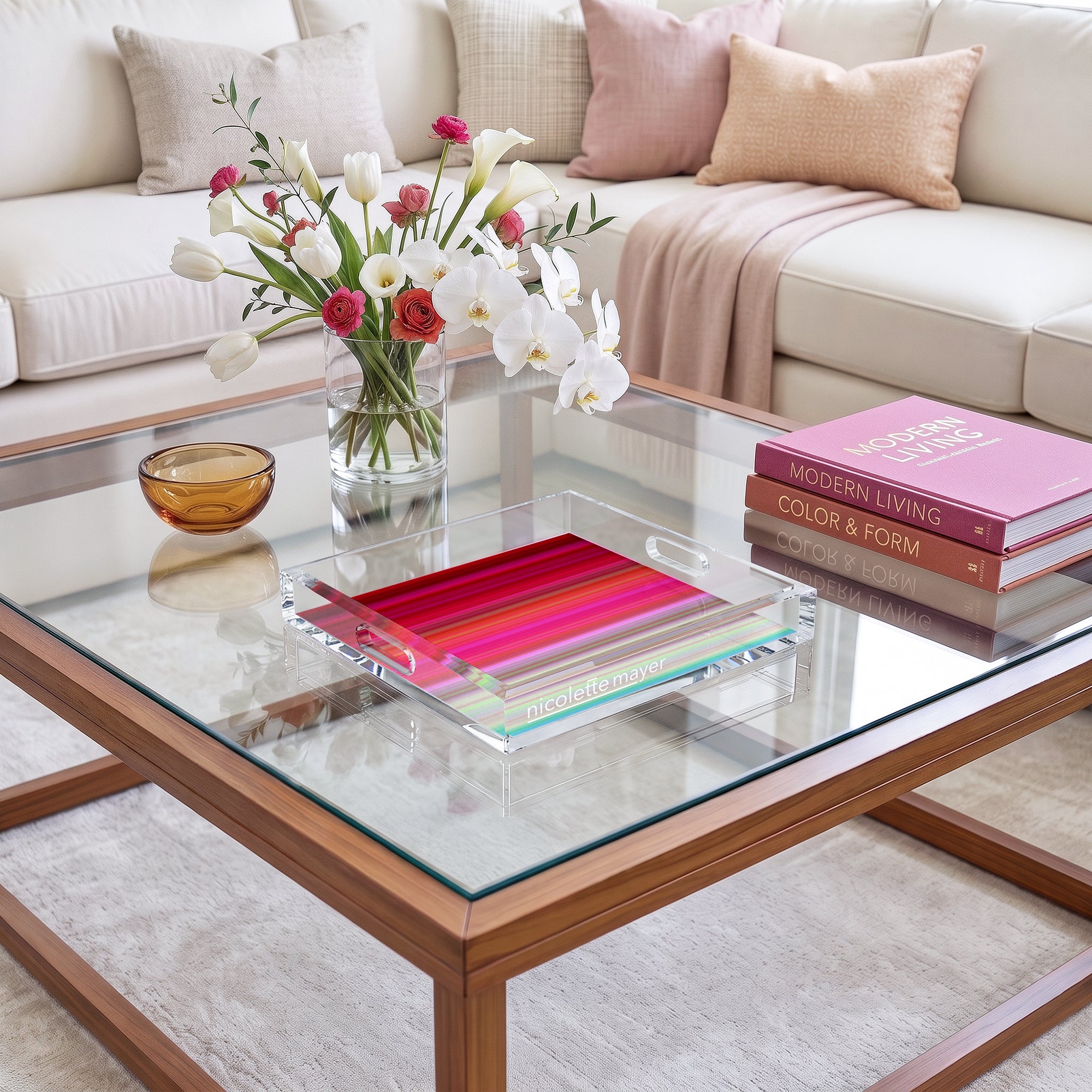 Gradient Red 12X12 Acrylic Tray - nicolettemayer.com
