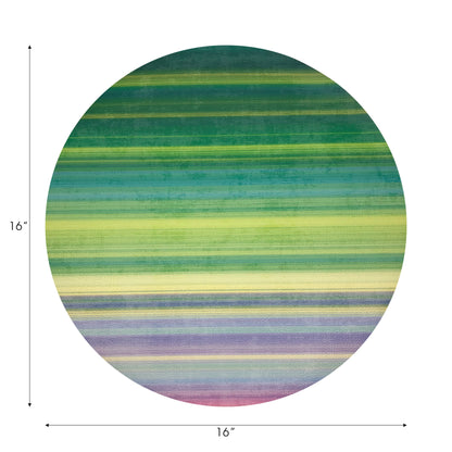 Gradient Greens Vegan Leather Round Pebble Placemat