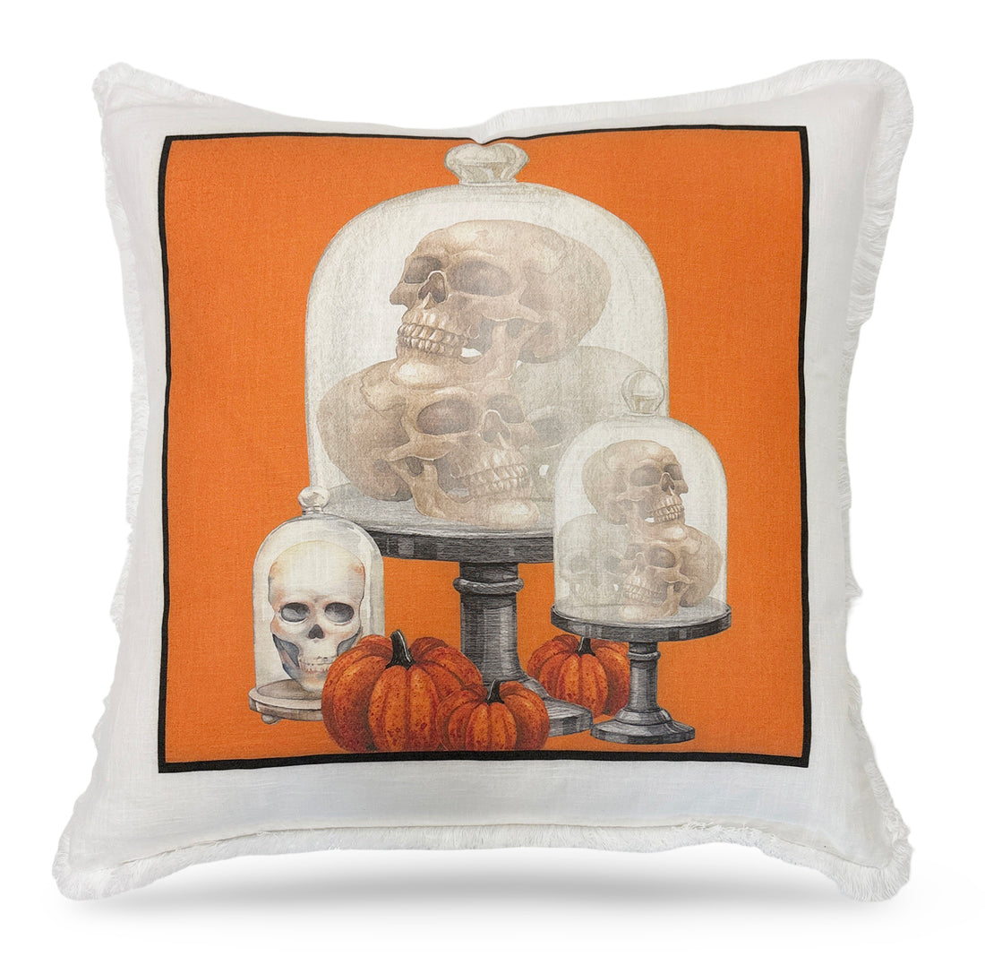 Halloween Still Orange 22x22 White Fringe Pillow