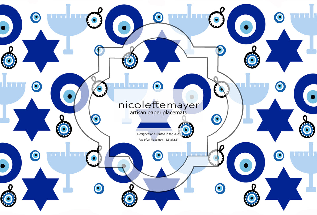 Hannukah Mix Paper Placemat Pad, One Set Of 24