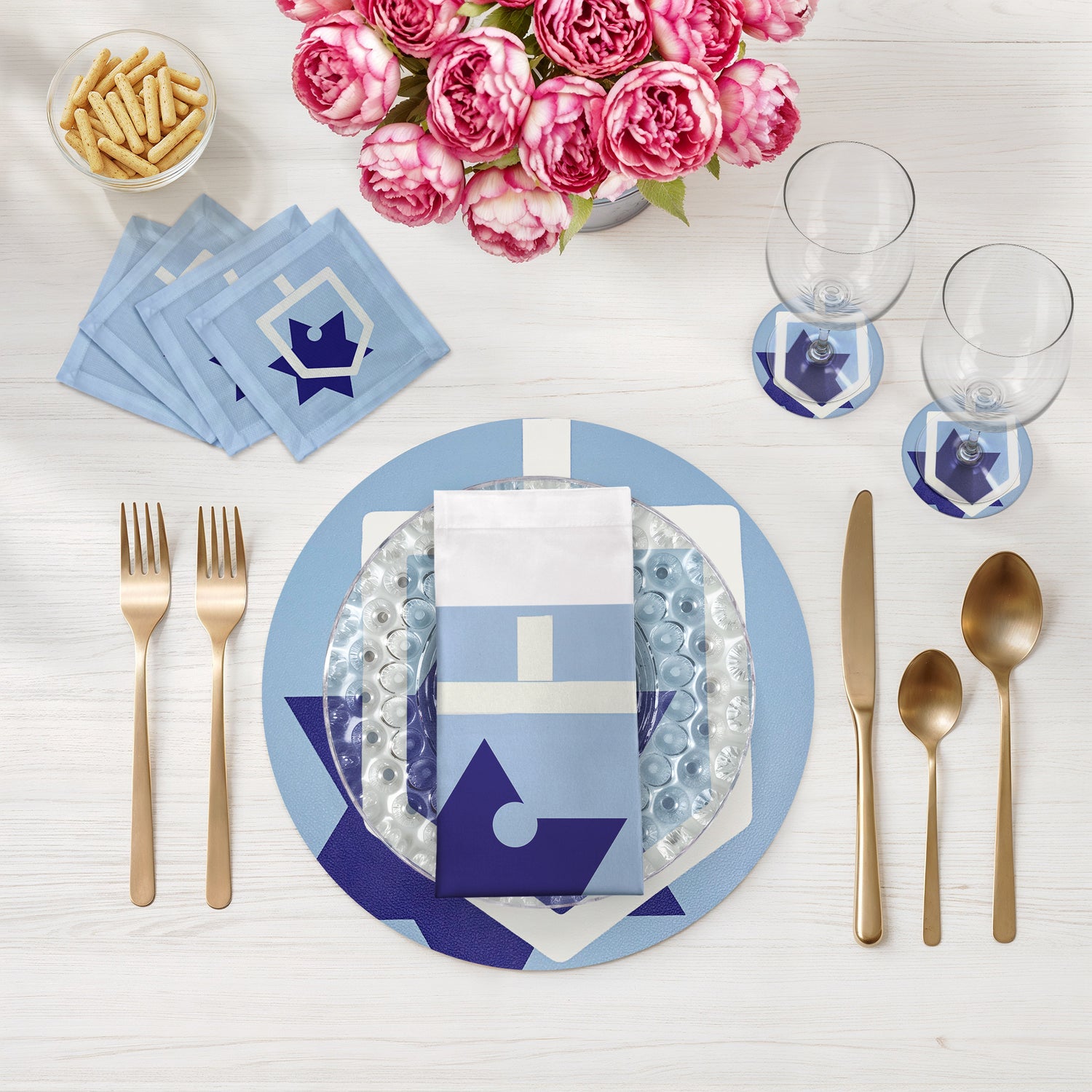 Hannukah Dreidel 16 Round Pebble Placemats, Set Of 4 - nicolettemayer.com