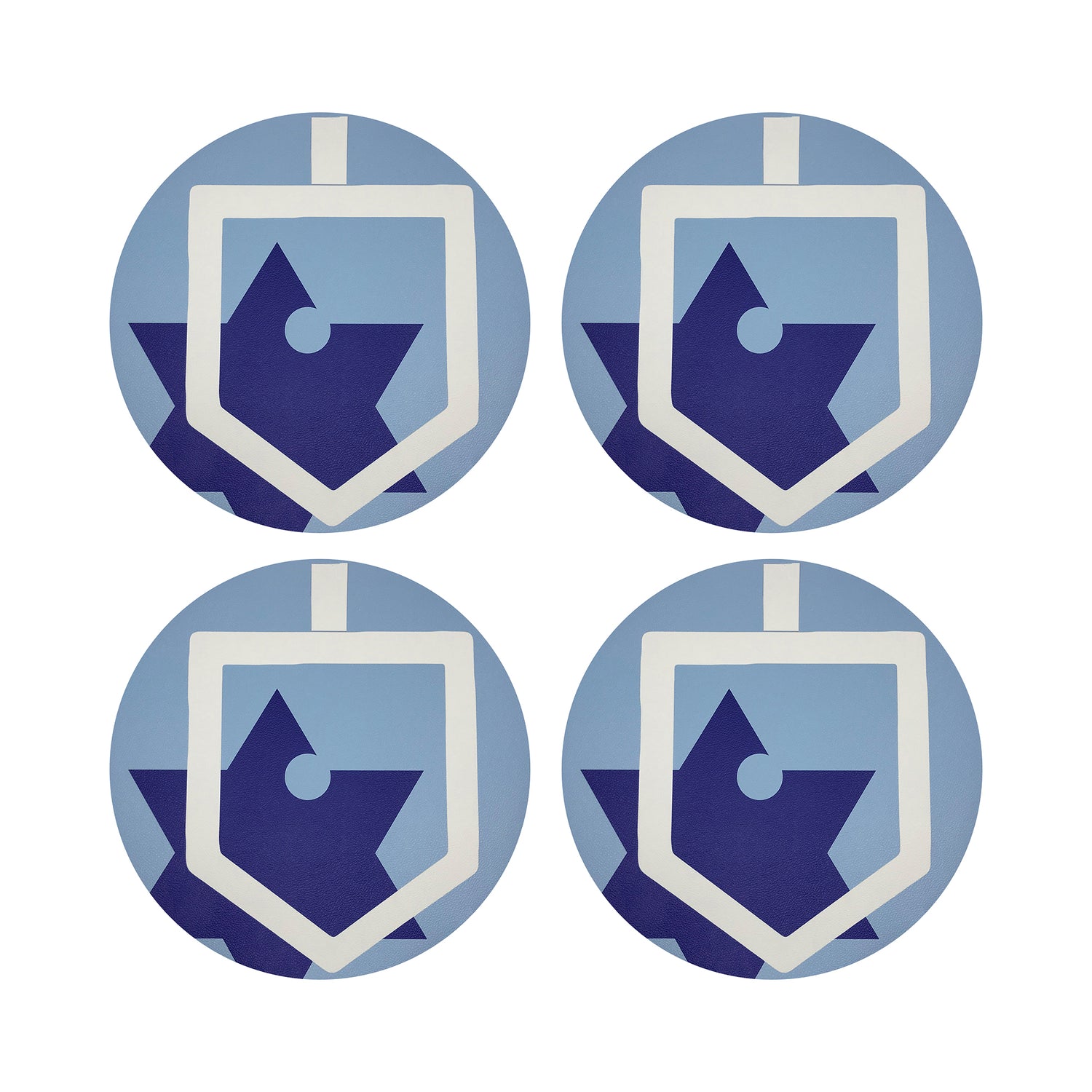 HanukKah Dreidel Vegan Leather Round Coasters