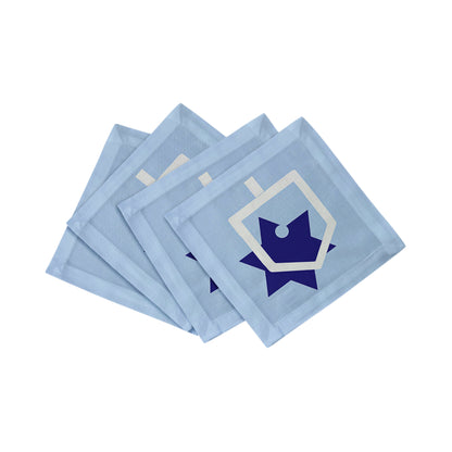 Dreidel 6X6" Hemstitch Cocktail Napkins, Set Of 4 - nicolettemayer.com