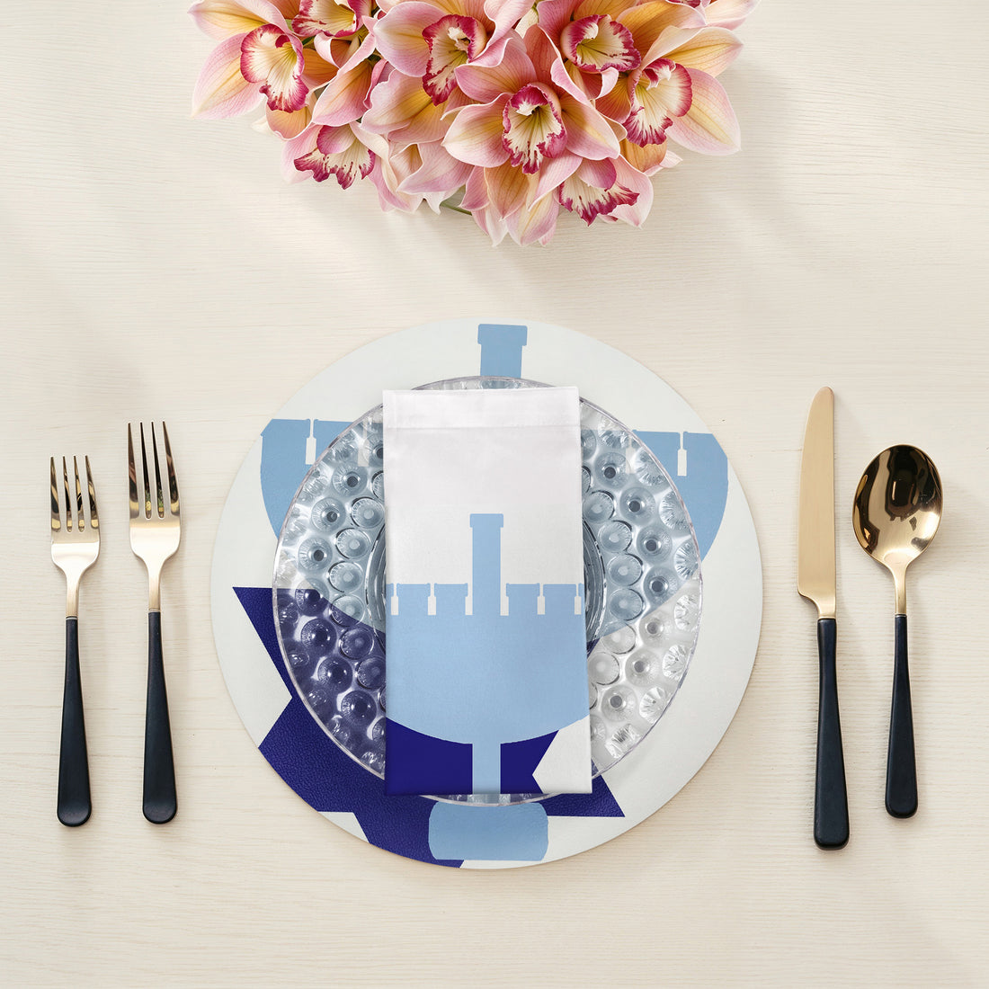 Hanukkah Menorah Cotton Sateen Dinner Napkins - nicolettemayer.com