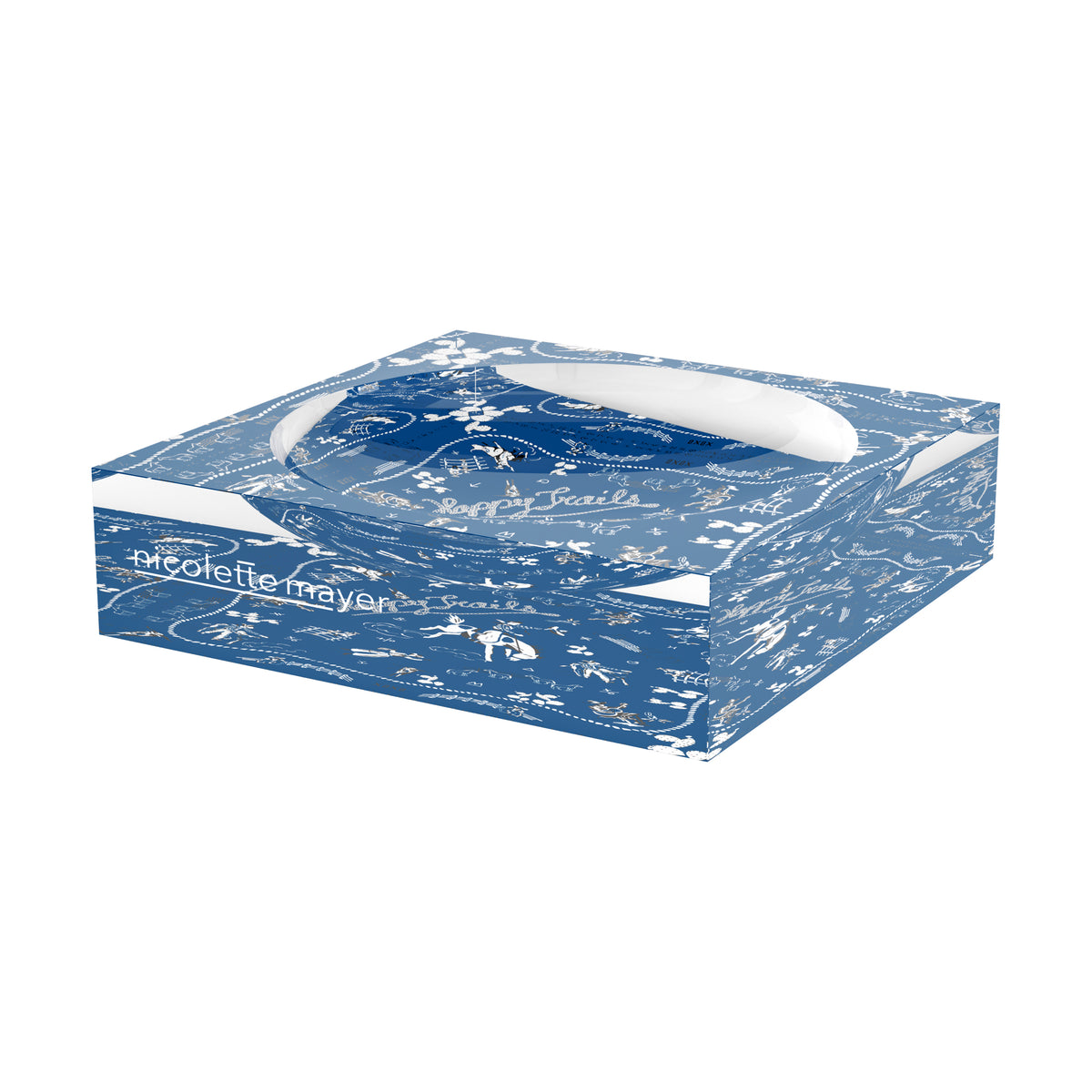 Happy Trails Indigo XOXO Acrylic Candy Catchall Dish, 6 x 6 in., 8 x 8 in. by Nicolette Mayer