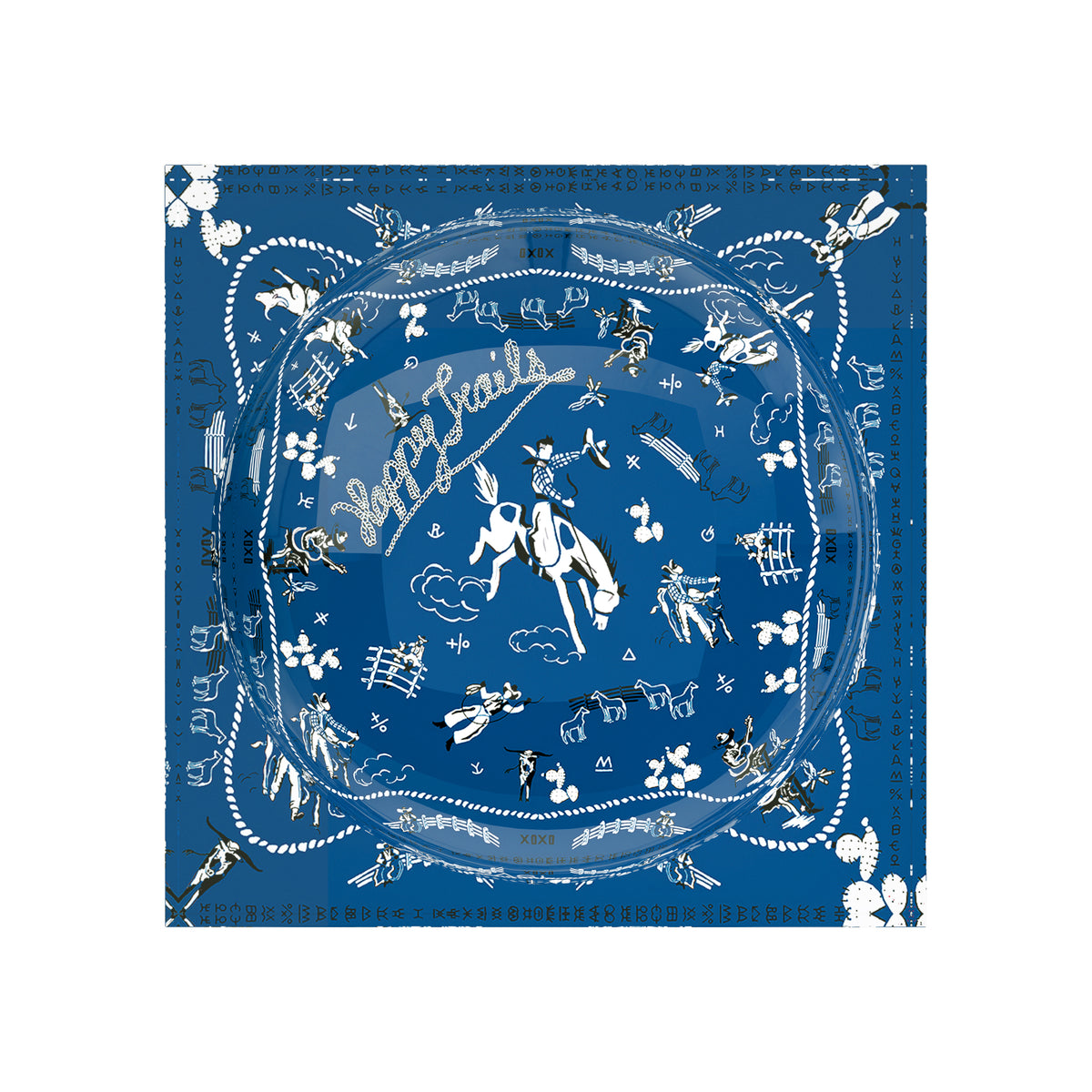 Happy Trails Indigo XOXO Acrylic Candy Catchall Dish, 6 x 6 in., 8 x 8 in. by Nicolette Mayer