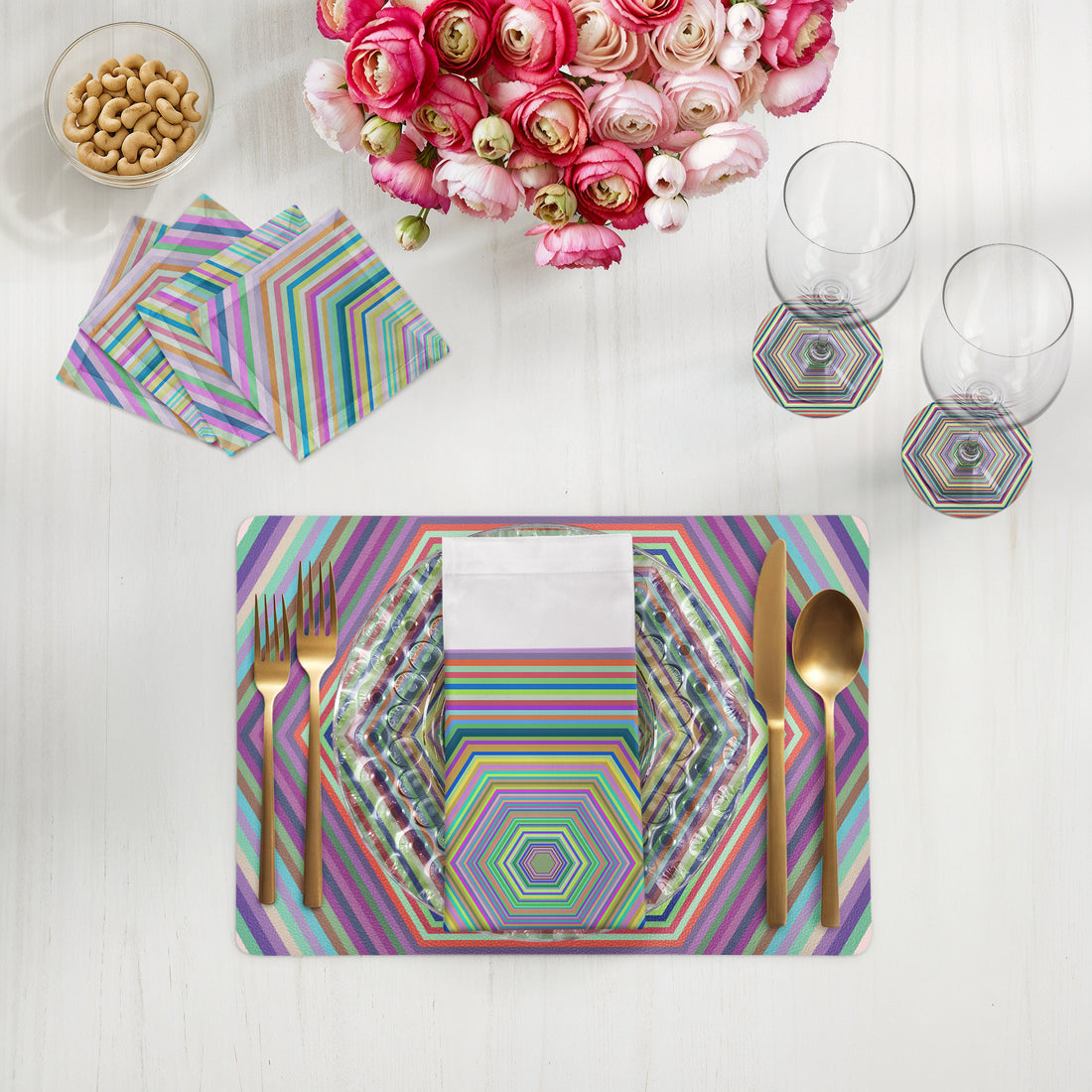 Sets de table rectangulaires Hex Dylan 17,5 po, lot de 4