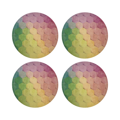  Hex Pink Yellow Green 16&quot; Round Pebble Placemats, Set of 4 - nicolettemayer.com
