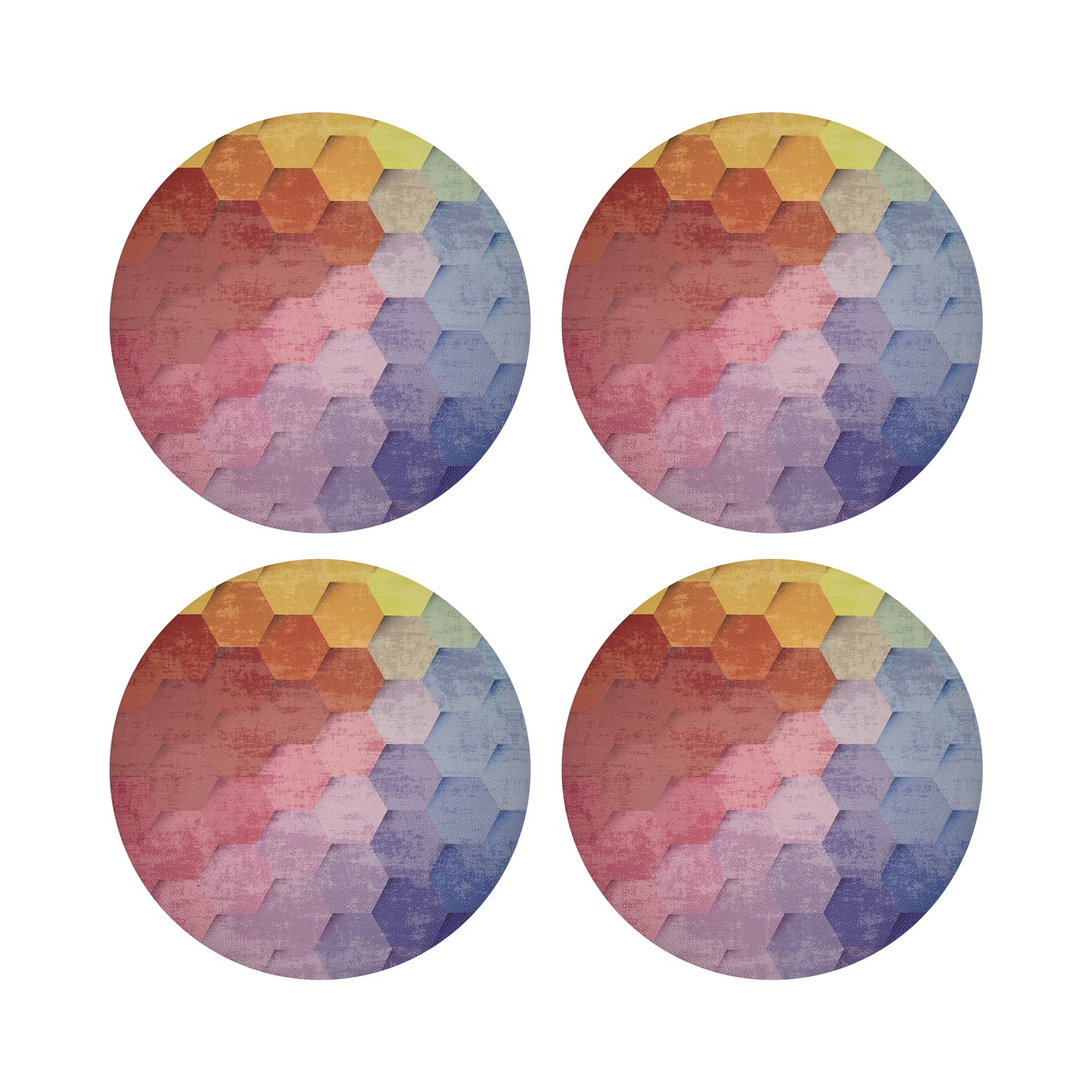 Hex Red Orange Blue 16&quot; Round Pebble Placemats, Set of 4 - nicolettemayer.com
