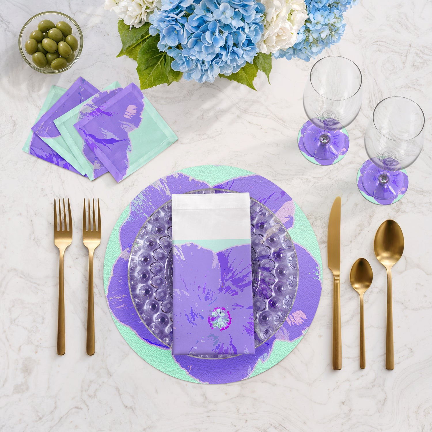 Hibiscus Wander Vegan Leather Round Pebble Placemat