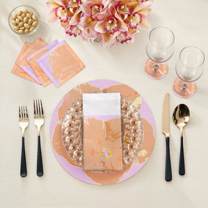 Hibiscus Lilac 16&quot; Round Pebble Placemat Set of 4 - nicolettemayer.com
