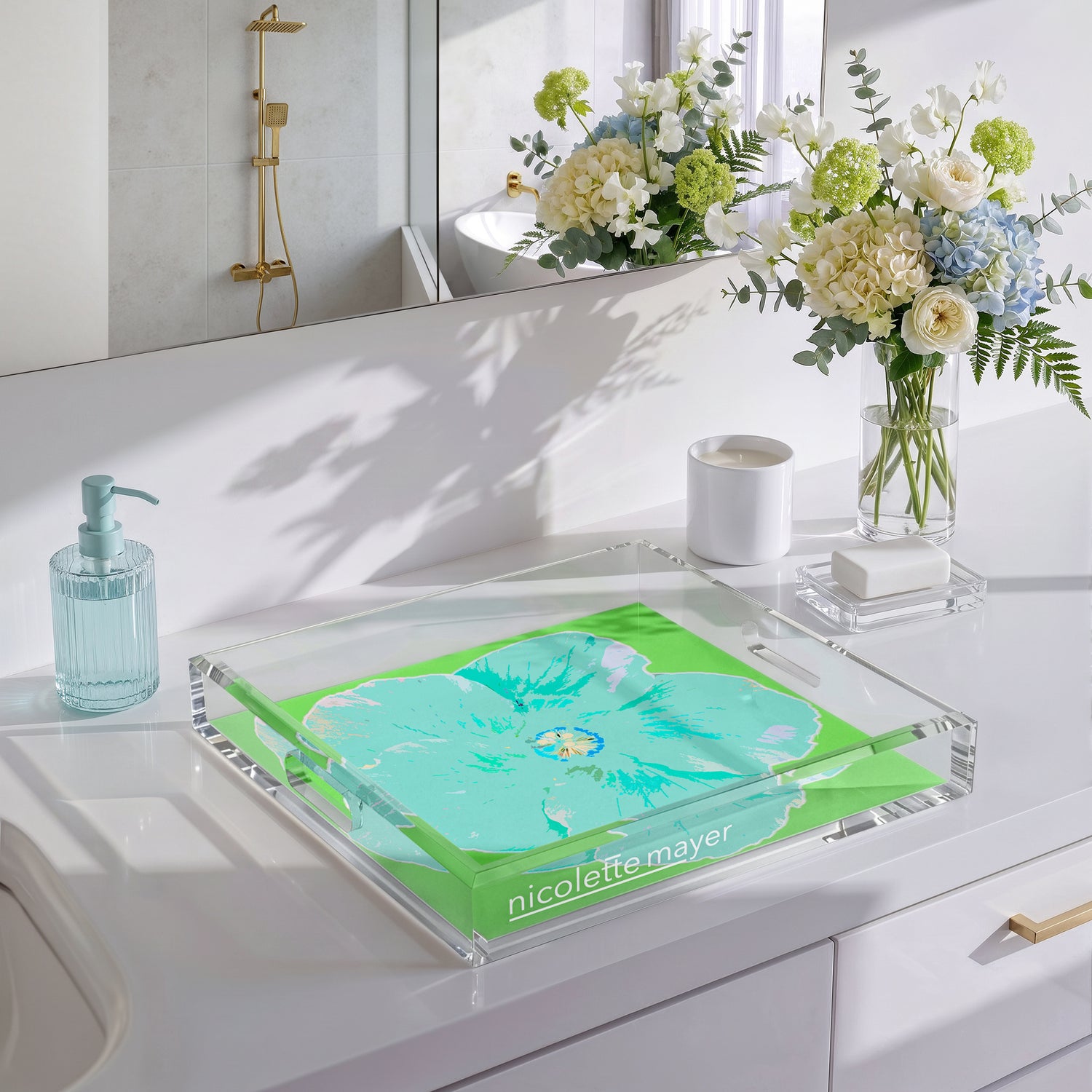 Hibiscus Colony 12X12 Acrylic Tray - nicolettemayer.com

