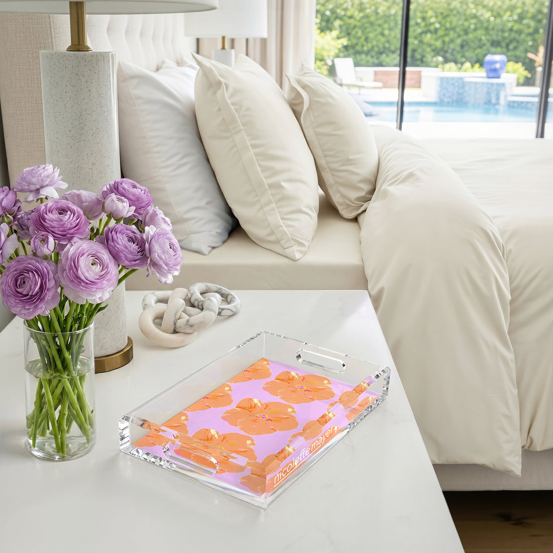 Hibiscus Lilac 12.5X7.75 Acrylic Tray - nicolettemayer.com

