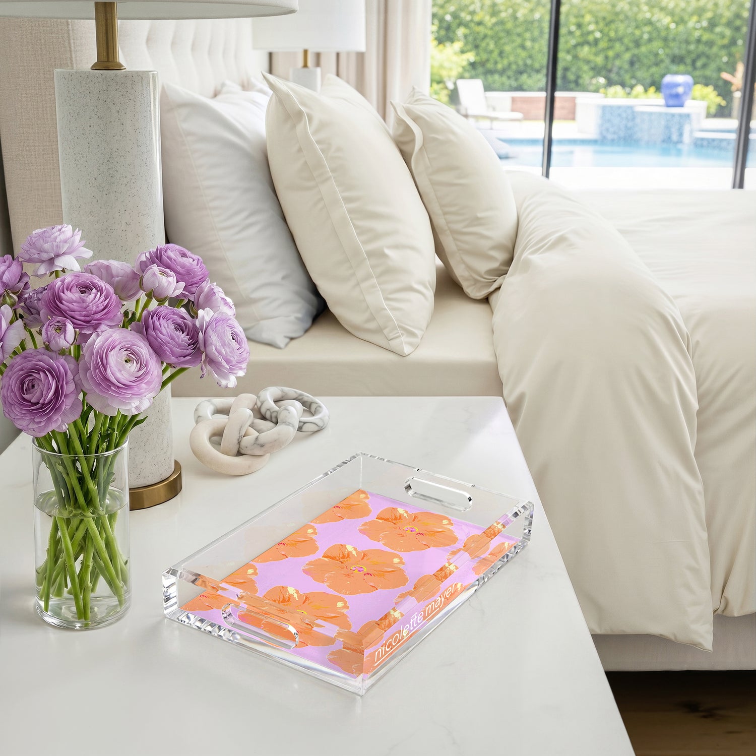 Hibiscus Lilac 12.5X7.75 Acrylic Tray - nicolettemayer.com
