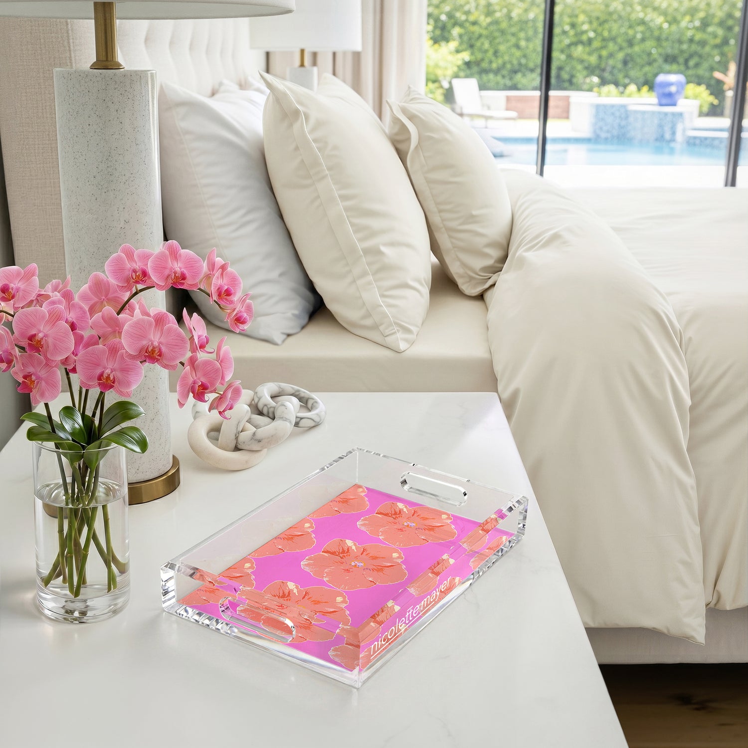 Hibiscus Orchid 12.5X7.75 Acrylic Tray - nicolettemayer.com
